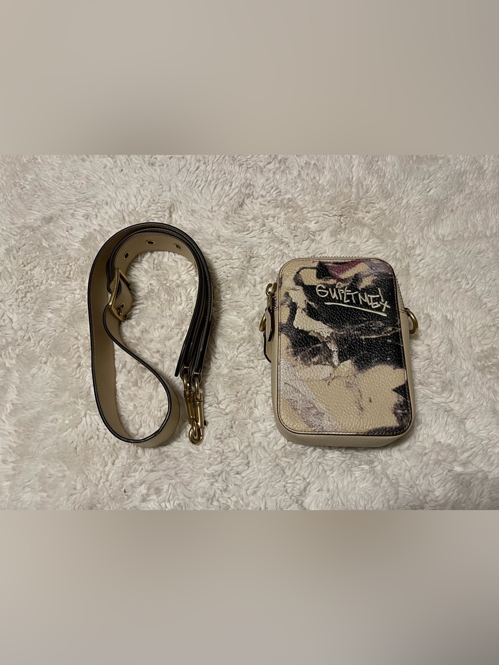 Coach x Mint + Serf Rogue Crossbody 12 Bag Graffiti Ivory Leather CD682 Mini